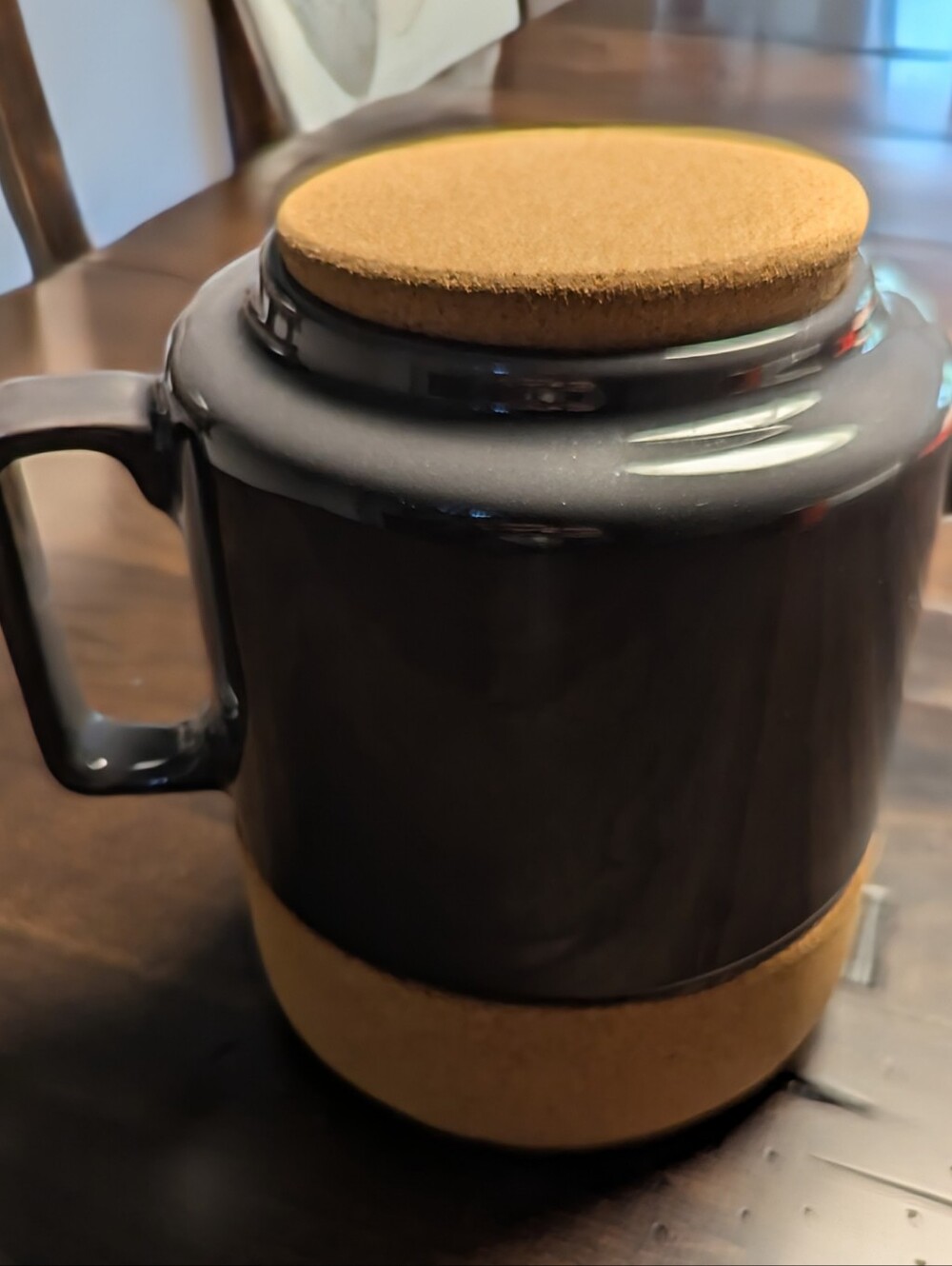 Ceramic Tea Pot with Cork Base and Lid — Dark Gray